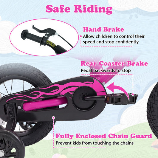 12 Inch Kids Bike Motorcycle-Inspired for Boy Girl Ages 3-4 Years-Pink