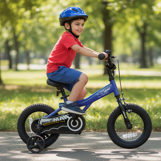 12-Inch Kids Bike with Removable Training Wheels Navy - Brave Hero