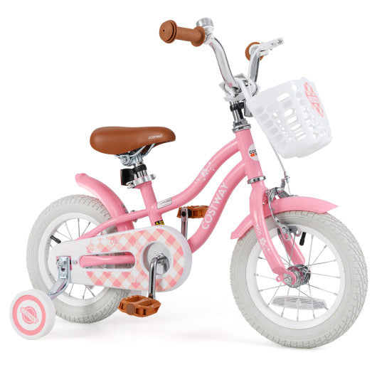12 Inch Kids Bike with Training Wheels and Basket for Boys Girls 3-4 Years Old