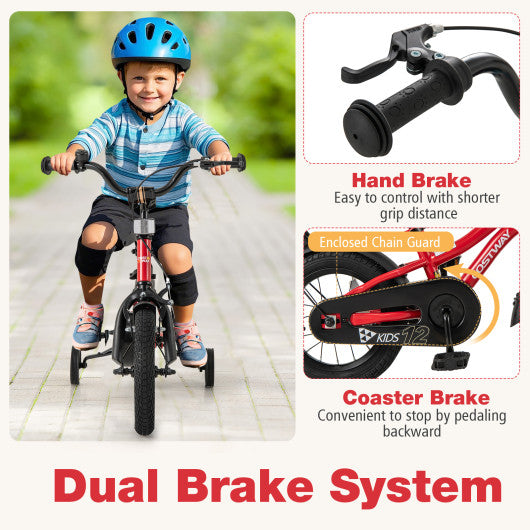 12 Inch Kids Bike Adjustable Bicycle with Reflectors and Bell for 3-4 Years Old