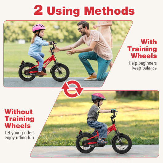 12 Inch Kids Bike Adjustable Bicycle with Reflectors and Bell for 3-4 Years Old