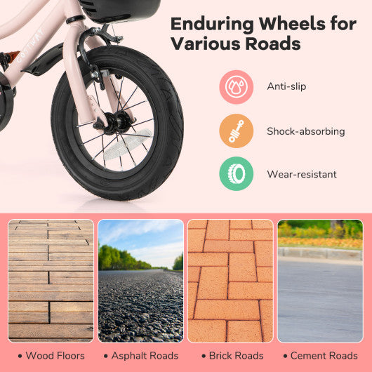 12 Inches Kids Bike with Basket and Adjustable Handlebar for 3-4 Years Old