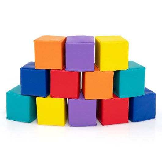 12 Pieces Soft Foam Building Blocks Climbing Foam Cubes Set for Kids-Multicolor