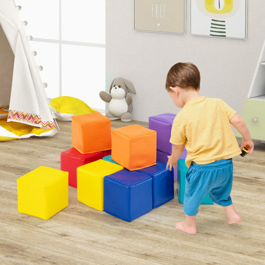 12 Pieces Soft Foam Building Blocks Climbing Foam Cubes Set for Kids-Multicolor