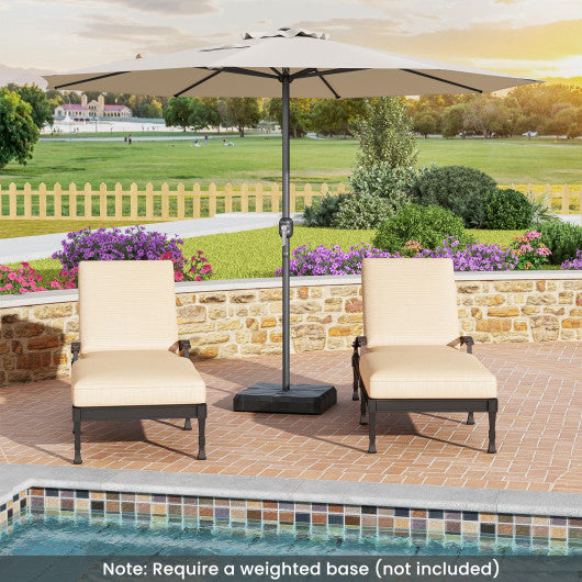 12 Feet Patio Umbrella with Crank Handle and 8 Sturdy Ribs-Beige