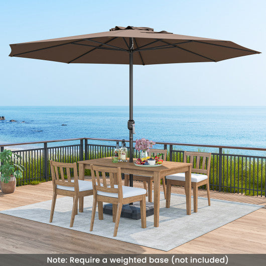 12 Feet Patio Umbrella with Crank Handle and 8 Sturdy Ribs-Coffee