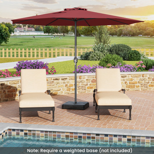 12 Feet Patio Umbrella with Crank Handle and 8 Sturdy Ribs-Red