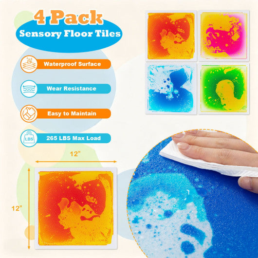 12 inches x 12 inches Toddler Sensory Floor Titles-4 Pieces