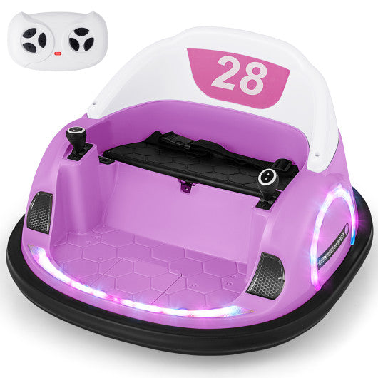12V 360¡ã Ride on Bumper Car for Toddlers with Remote Control-Pink