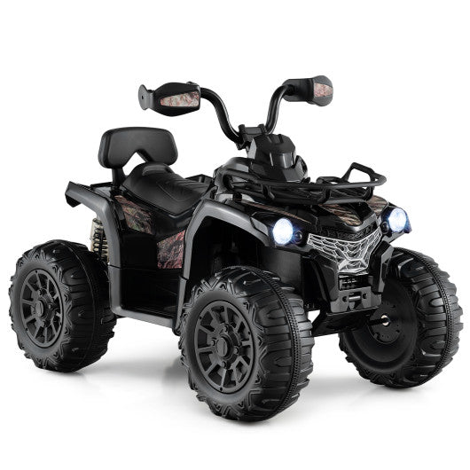 12V Kids Ride On ATV 4 Wheeler with MP3 and Headlights-Solid Black