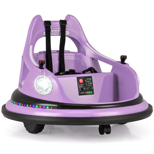 12V Kids Ride On Bumper Car with Remote Control and Dual Joysticks-Purple