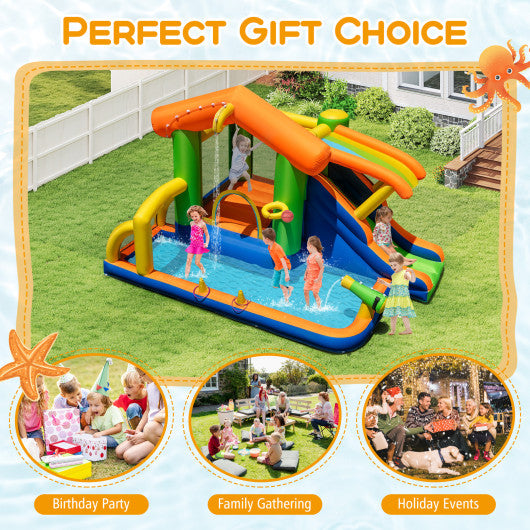 8-in-1 Jumping Castle with Slide and 520W Blower