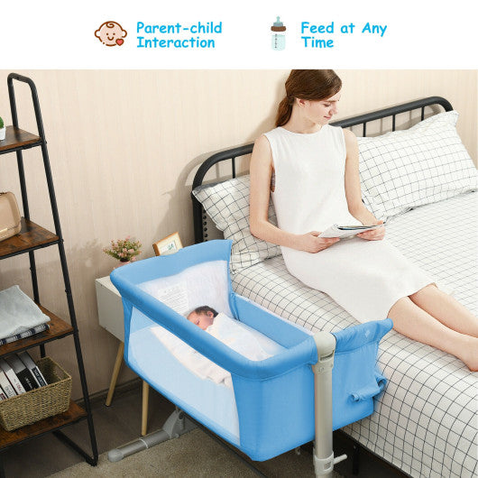Travel Portable Baby Bed Side Sleeper Bassinet Crib with Carrying Bag-Blue