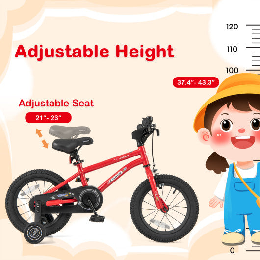 14-Inch Kids Bike Ages 3-8 with Handbrake and Coaster Brake and Bell Ring-14 inches