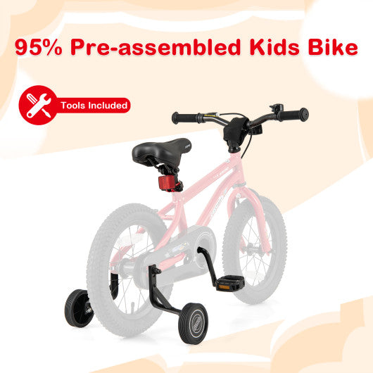 14-Inch Kids Bike Ages 3-8 with Handbrake and Coaster Brake and Bell Ring-14 inches