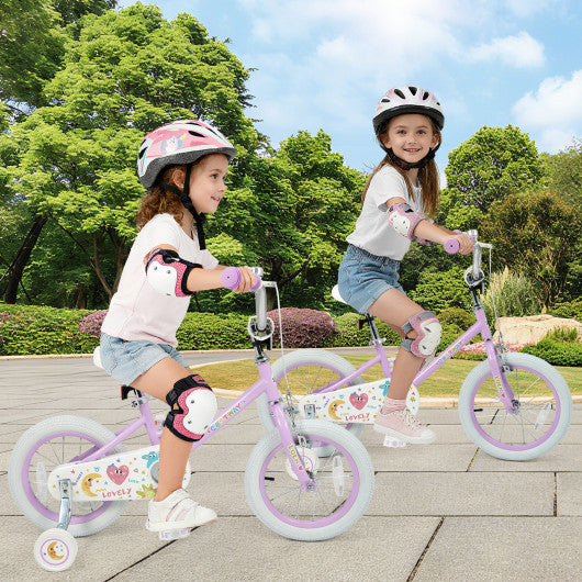 14 Inch Kids Bike Adjustable for 3-8 Years Old Children Purple - Stars & Moon