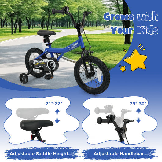 14-Inch Kids Bike with Removable Training Wheels Navy - Brave Hero