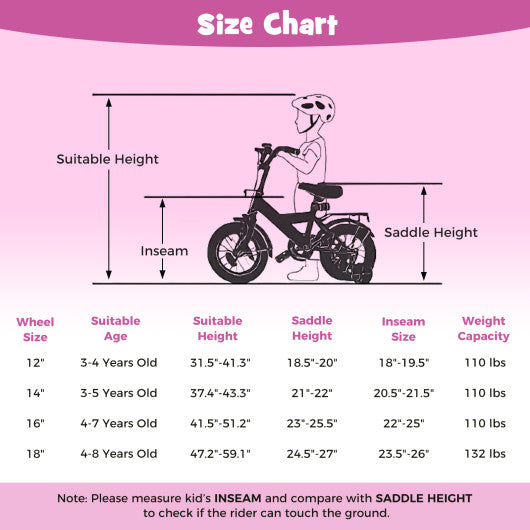 14-Inch Kids Bike with Removable Training Wheels Pink-Brave Hero