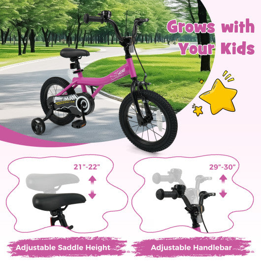 14-Inch Kids Bike with Removable Training Wheels Pink-Brave Hero