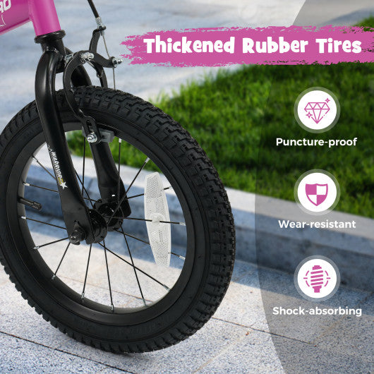 14-Inch Kids Bike with Removable Training Wheels Pink-Brave Hero