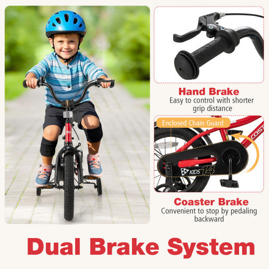 14 Inch Kids Bike Adjustable Bicycle with Reflectors and Bell for 3-5 Years Old