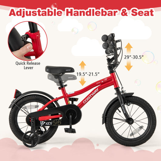 14 Inch Kids Bike Adjustable Bicycle with Reflectors and Bell for 3-5 Years Old