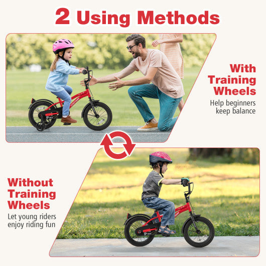 14 Inch Kids Bike Adjustable Bicycle with Reflectors and Bell for 3-5 Years Old