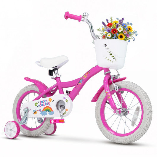 14 Inches Girls Bike for 3-5 Years Old with Basket - Spring Party Pink