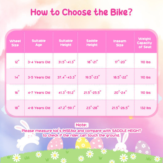 14 Inches Girls Bike with Front Bag and Streamers for 3-5 Years Pink