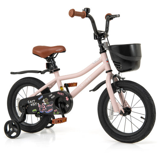 14 Inches Kids Bike with Basket and Adjustable Handlebar for 3-5 Years Old