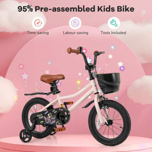 14 Inches Kids Bike with Basket and Adjustable Handlebar for 3-5 Years Old
