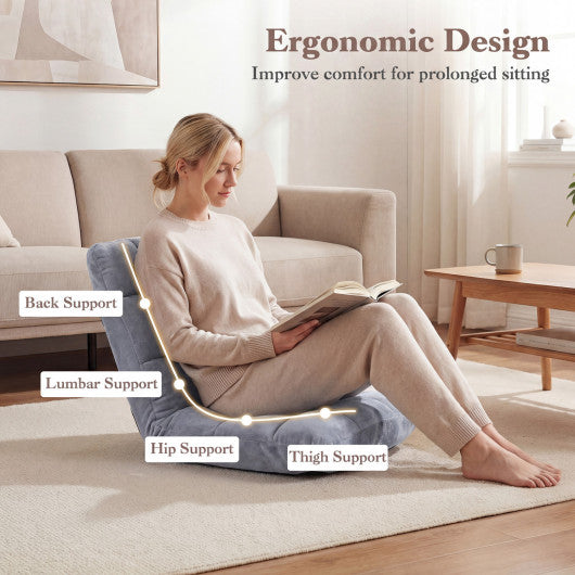 14-Position Adjustable Cushioned Floor Chair-Light Gray