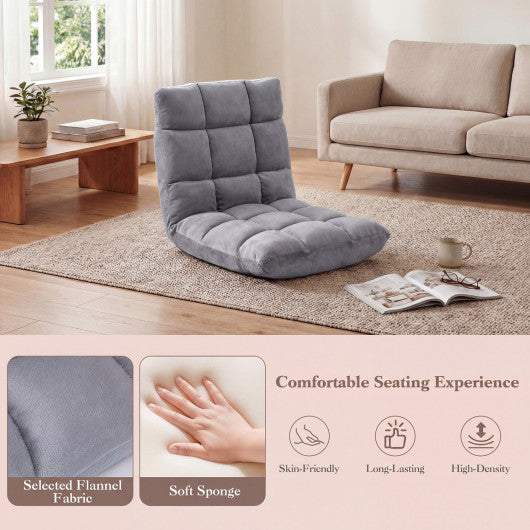 14-Position Adjustable Cushioned Floor Chair-Light Gray
