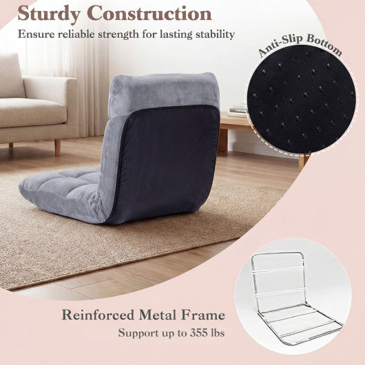 14-Position Adjustable Cushioned Floor Chair-Light Gray