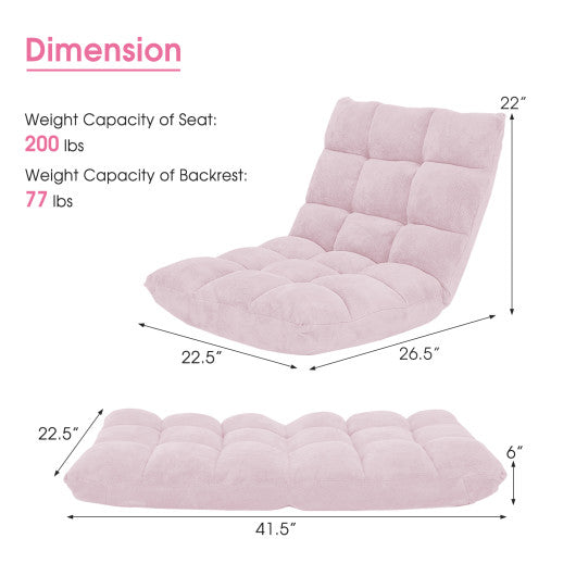 14-Position Adjustable Cushioned Floor Chair-Light Pink