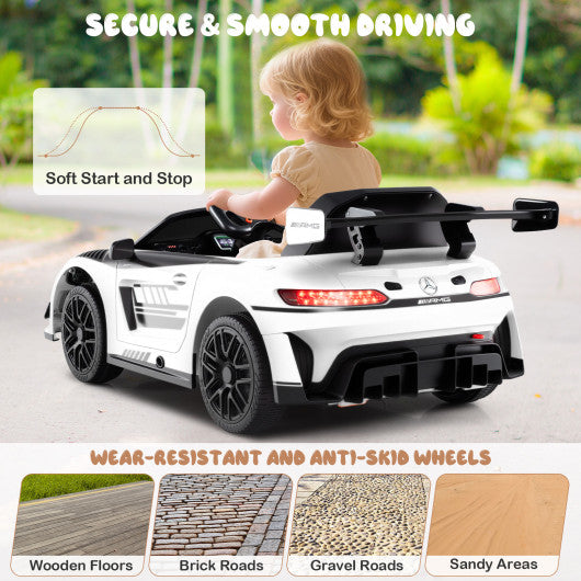 12V Kids Ride-On Car Mercedes-AMG GT3 Licensed with Adjustable Speed-White