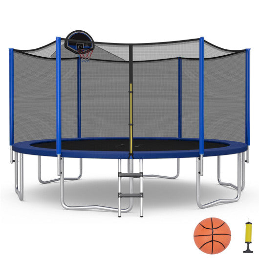 15/16 Feet Outdoor Recreational Trampoline with Enclosure Net-15ft