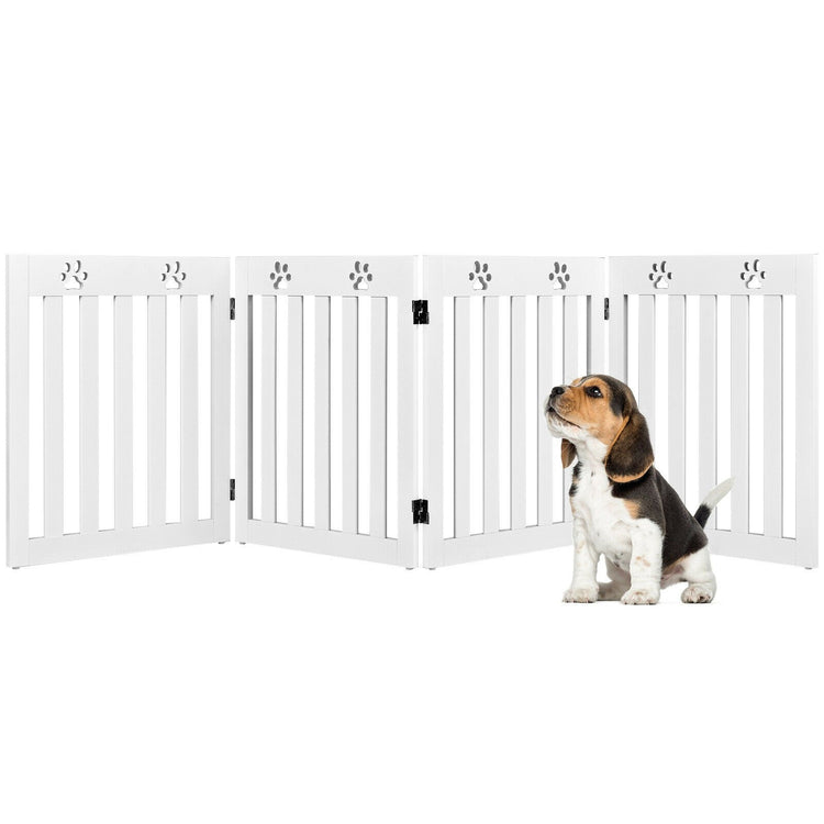 24 Inch Folding Wooden Freestanding Pet Gate Dog Gate with 360¡ã Hinge -White