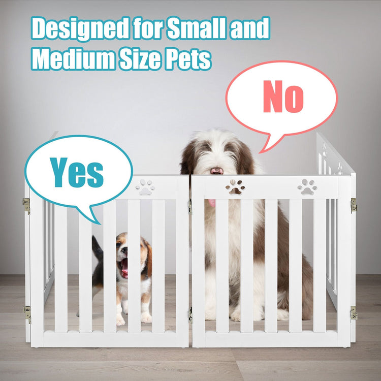 24 Inch Folding Wooden Freestanding Pet Gate Dog Gate with 360¡ã Hinge -White