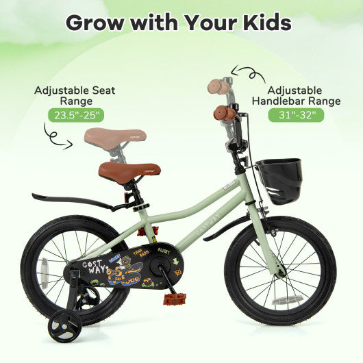 16-Inch Kids Bike Adjustable with Training Wheels for 4-7 Years Old