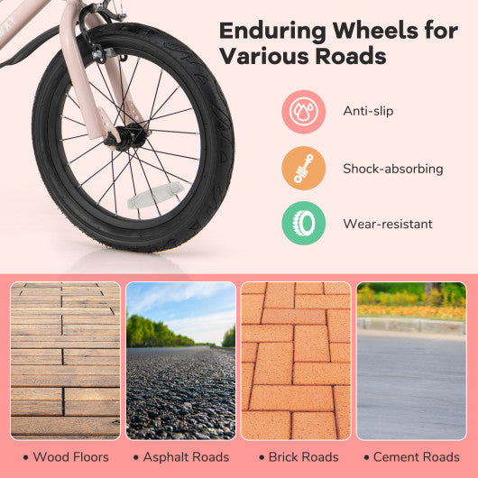 16-Inch Kids Bike with Basket and Adjustable Handlebar for 4-7 Years Old