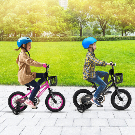 16 Inch Kids Bike Adjustable Bicycle with Front Basket for Children Aged 4-7 Years Old