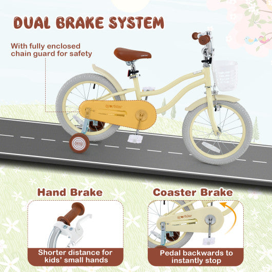 14/16/18 Inch Kids Bike Adjustable with Training Wheels Ages 3-8 Years Olds-16 inches