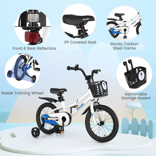 16 Inch Kids Bike with Removable Training Wheels-White