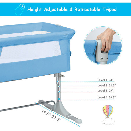 Travel Portable Baby Bed Side Sleeper Bassinet Crib with Carrying Bag-Blue