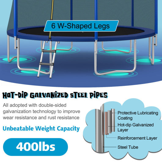 15/16 Feet Outdoor Recreational Trampoline with Enclosure Net-16 ft