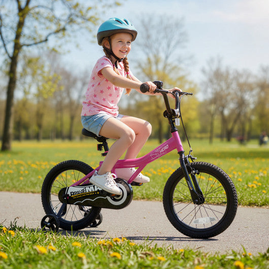 16-Inch Kids Bike with Removable Training Wheels Pink-Brave Hero