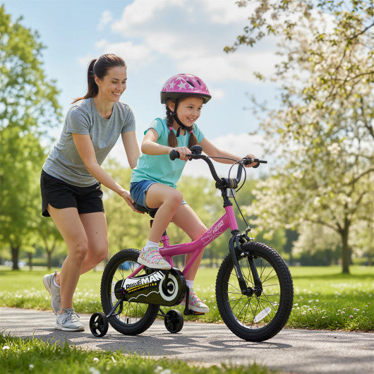 16-Inch Kids Bike with Removable Training Wheels Pink-Brave Hero
