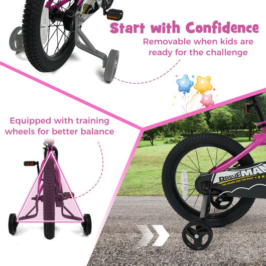 16-Inch Kids Bike with Removable Training Wheels Pink-Brave Hero