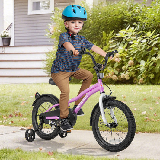 Kids Bike 16-Inch Children Training Bicycle with 2 Brake for 4-7 Years Old
